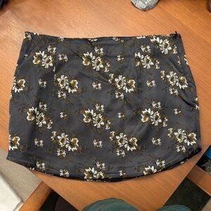 Free People Floral Mini Skirt - Black, White, Olive